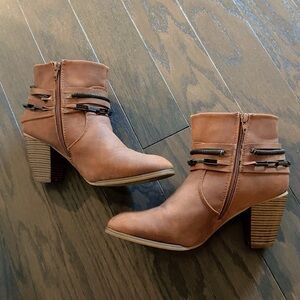 Brown leather ankle boots